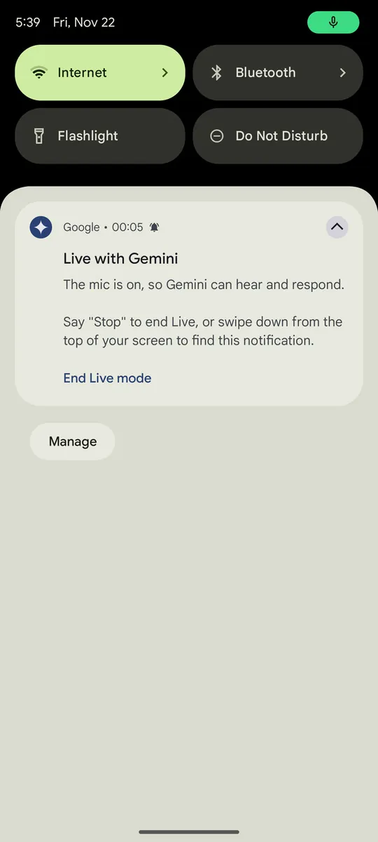 谷歌简化了与Gemini Live对话的暂停、恢复和结束方式